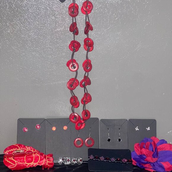 10pc Jewelry bundle hair clips earrings necklace bracelet - Picture 1 of 16